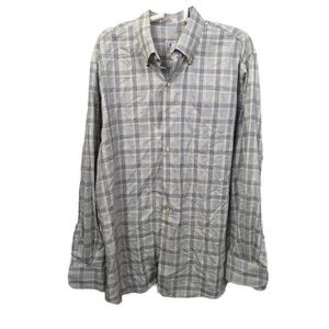 Peter Millar Men's Nanoluxe Checkered Button Down‎ Shirt- Size Large